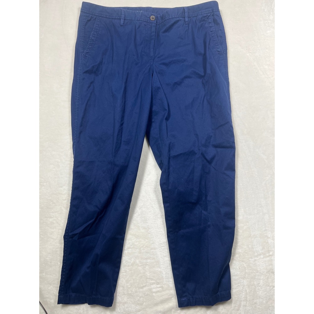 Talbots Girlfriend Chino Navy Blue Stretch Tapered Leg Pants Size 16 Classic